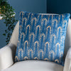 furn. Wisteria Printed Velvet Cushion Cover in Petrol