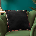 Animal Black Cushions - Wiggle Leopard Piped Velvet Ready Filled Cushion Black furn.