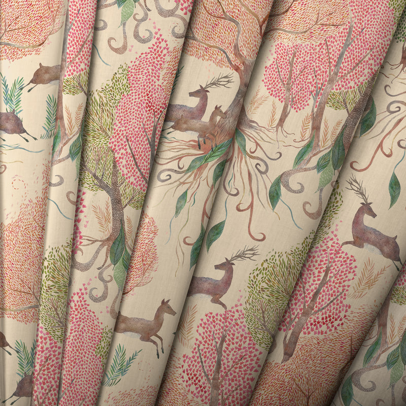 Floral Pink Fabric - Willow Woods Printed Cotton Fabric (By The Metre) Blush Voyage Maison