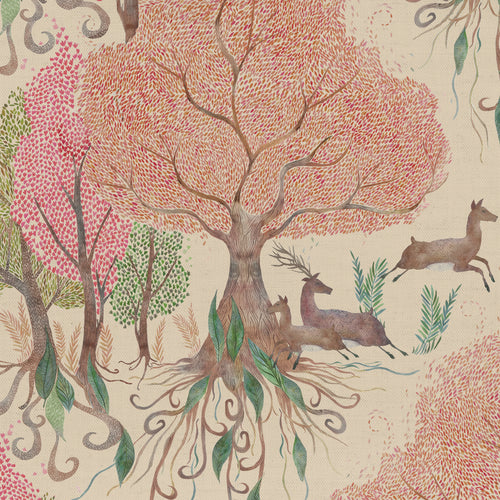 Floral Pink Fabric - Willow Woods Printed Cotton Fabric (By The Metre) Blush Voyage Maison