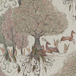 Floral Beige Fabric - Willow Woods Printed Cotton Fabric (By The Metre) Stone Voyage Maison