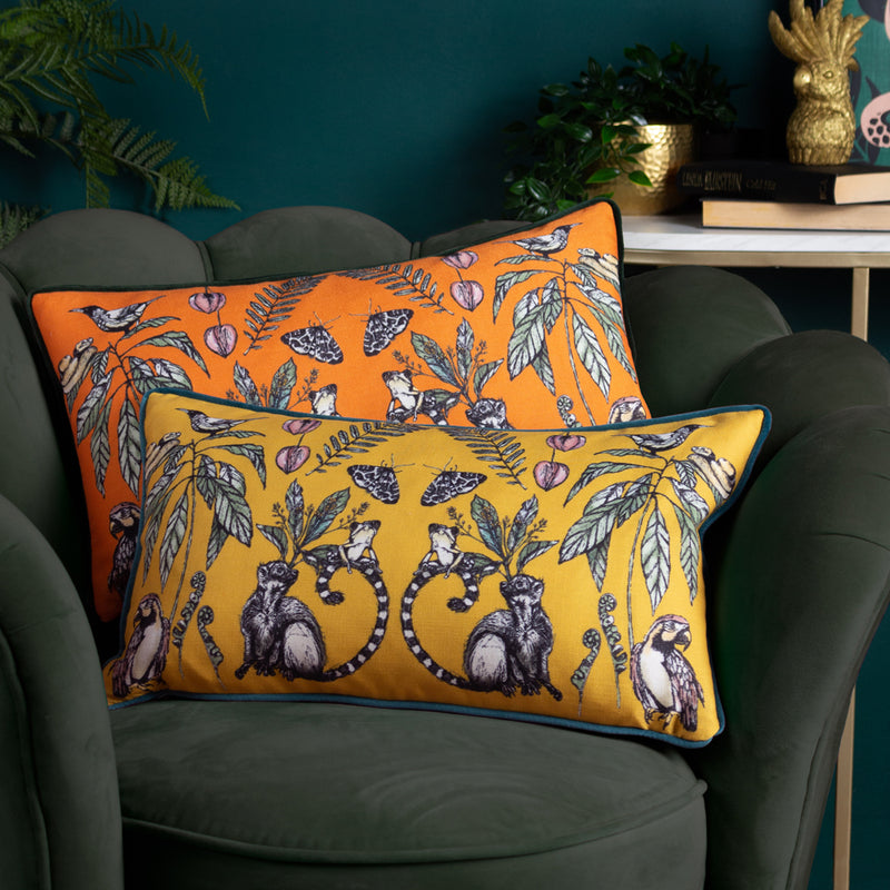 Wylder Wild Mirrored Creatures Cushion Cover in Orange