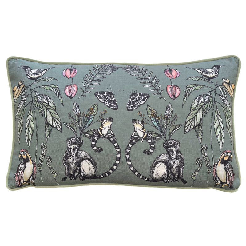 Wylder Wild Mirrored Creatures Cushion Cover in Sage