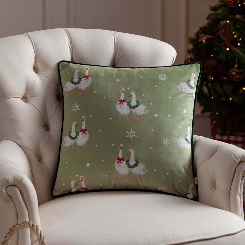 Animal Multi Cushions - Winter Geese Printed Cushion Cover Multicolour Evans Lichfield