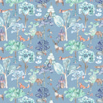 Animal Blue Fabric - Woodland Adventures Printed Cotton Fabric (By The Metre) Denim Voyage Maison