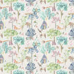 Animal Blue Fabric - Woodland Adventures Printed Cotton Fabric (By The Metre) Oat Voyage Maison