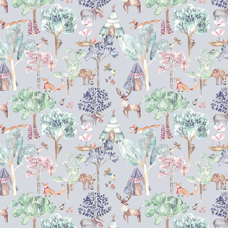 Woodland Adventures Wallpaper Sample Lilac