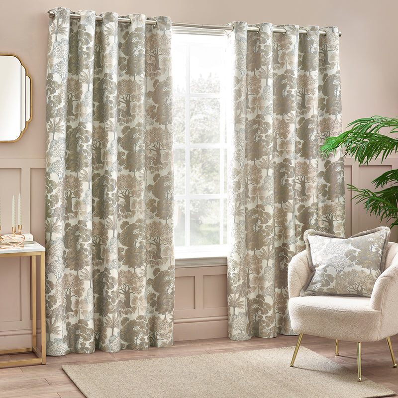 Wylder Woodlands Room Darkening Eyelet Curtains in Natural