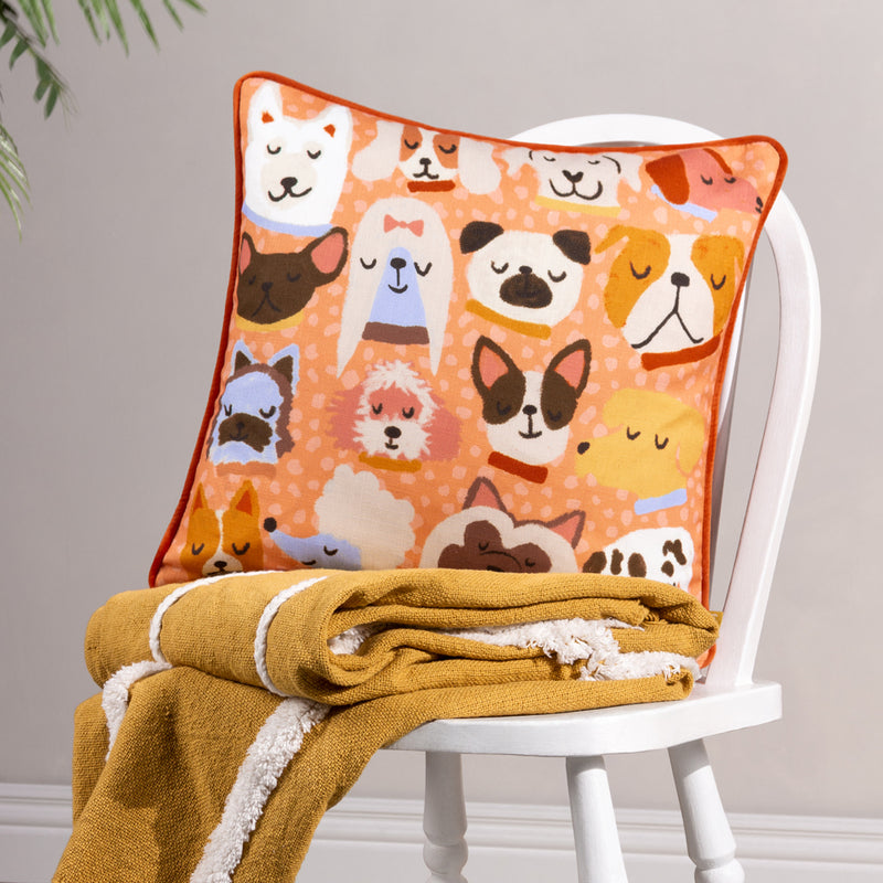 furn. Woofers Dog Cushion Cover in Orange