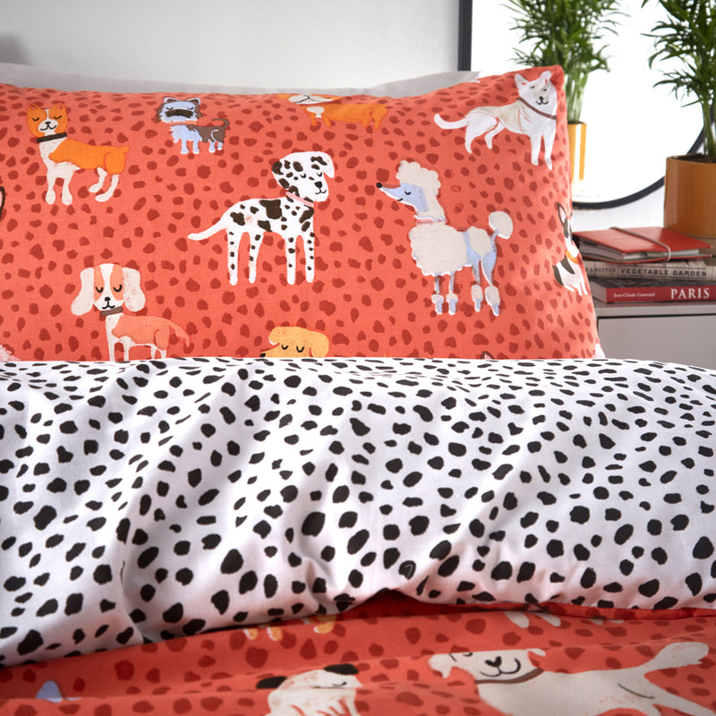 furn. Woofers Dogs Duvet Cover Set in Coral