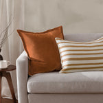 Striped Brown Cushions - Woven Stripe Cotton Cushion Cover Cinnamon Yard