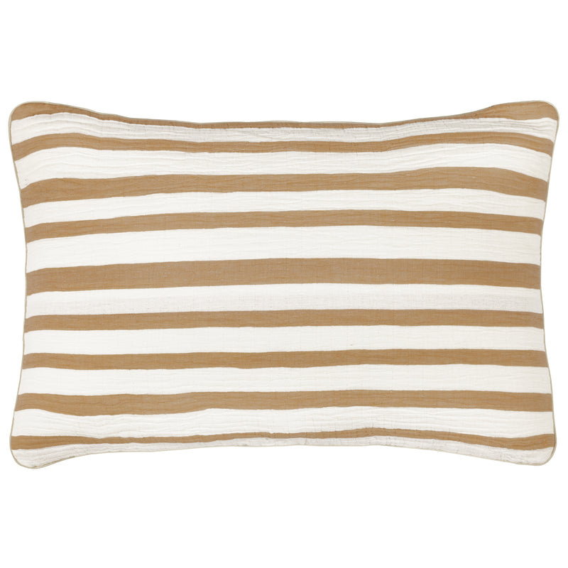 Striped Brown Cushions - Woven Stripe Cotton Cushion Cover Cinnamon Yard