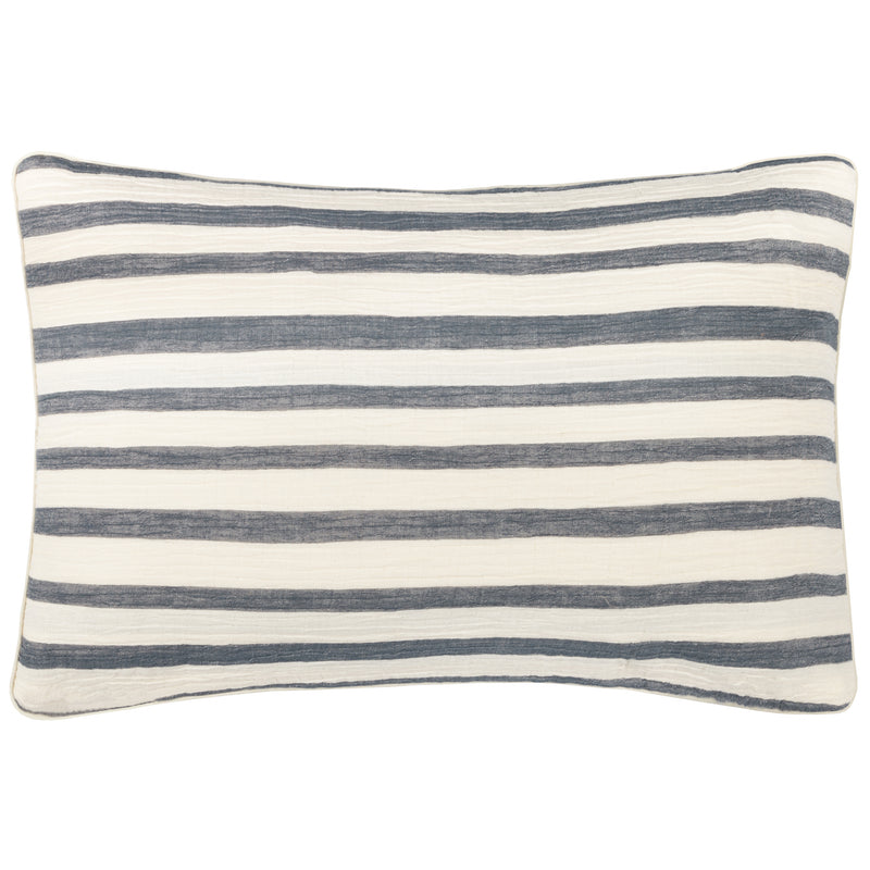 Striped Blue Cushions - Woven Stripe Cotton Cushion Cover Dusk Blue Yard