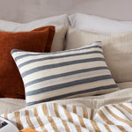 Striped Blue Cushions - Woven Stripe Cotton Cushion Cover Dusk Blue Yard