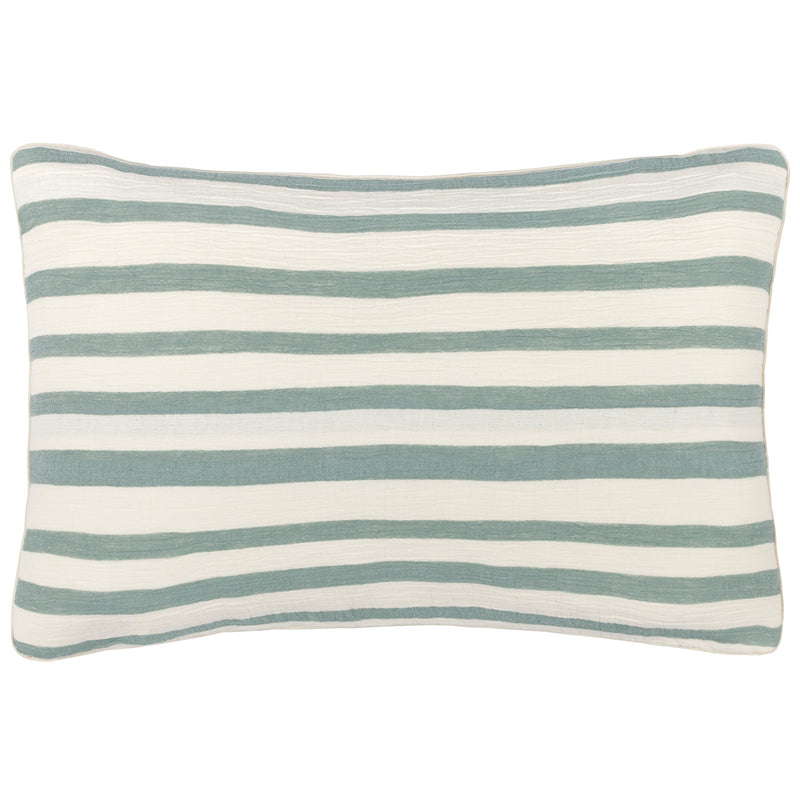 Striped Green Cushions - Woven Stripe Cotton Cushion Cover Eucalyptus Yard