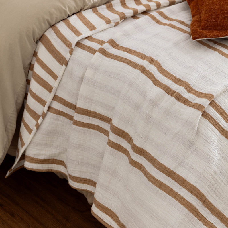  Bedding - Woven Stripe  Bedspread Cinnamon Yard