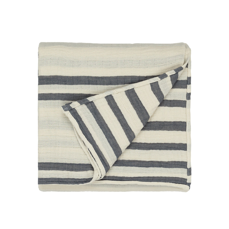  Bedding - Woven Stripe  Bedspread Dusk Blue Yard