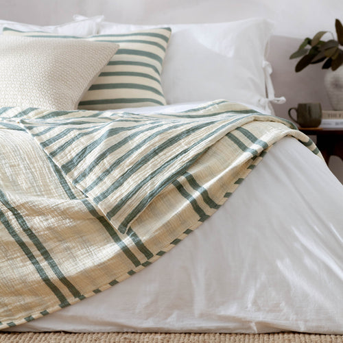  Bedding - Woven Stripe  Bedspread Eucalyptus Yard