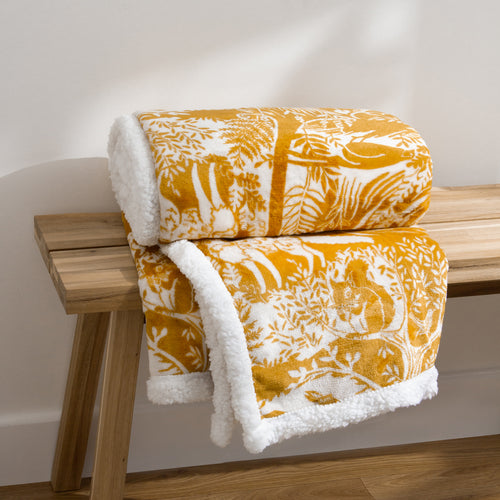 furn. Winter Woods Fleece Throw in Ochre