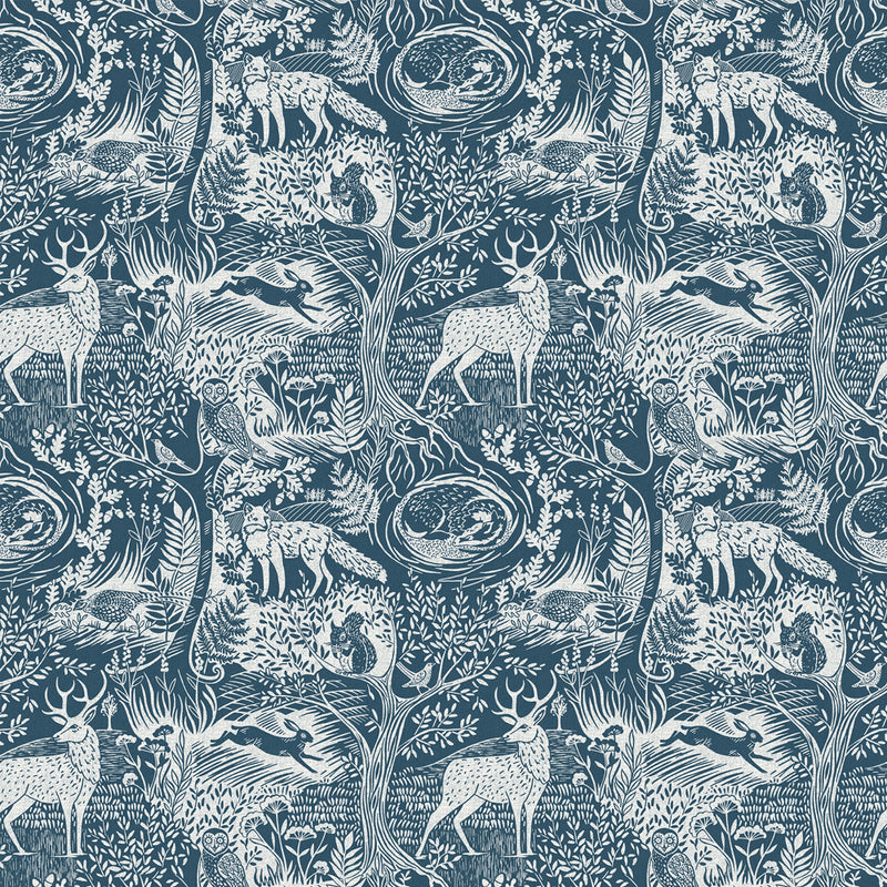 furn. Winter Woods Wallpaper Sample in Blue