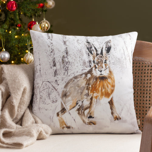 Evans Lichfield Xmas Hare Cushion Cover in Silver