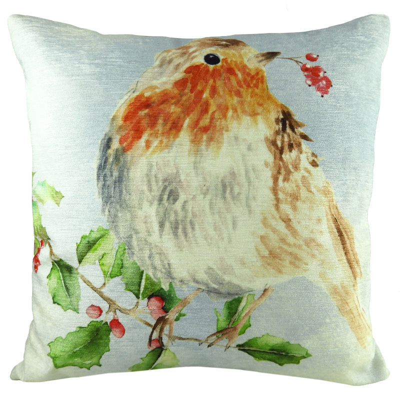 Animal Orange Cushions - Xmas Robin  Feather Filled Cushion Orange Evans Lichfield