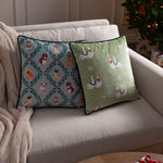 Animal Multi Cushions - Christmas Dog Friends Printed Velvet Cushion Cover Multicolour Evans Lichfield