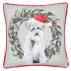 Christmas Dog Wreath Printed Cushion Multicolour