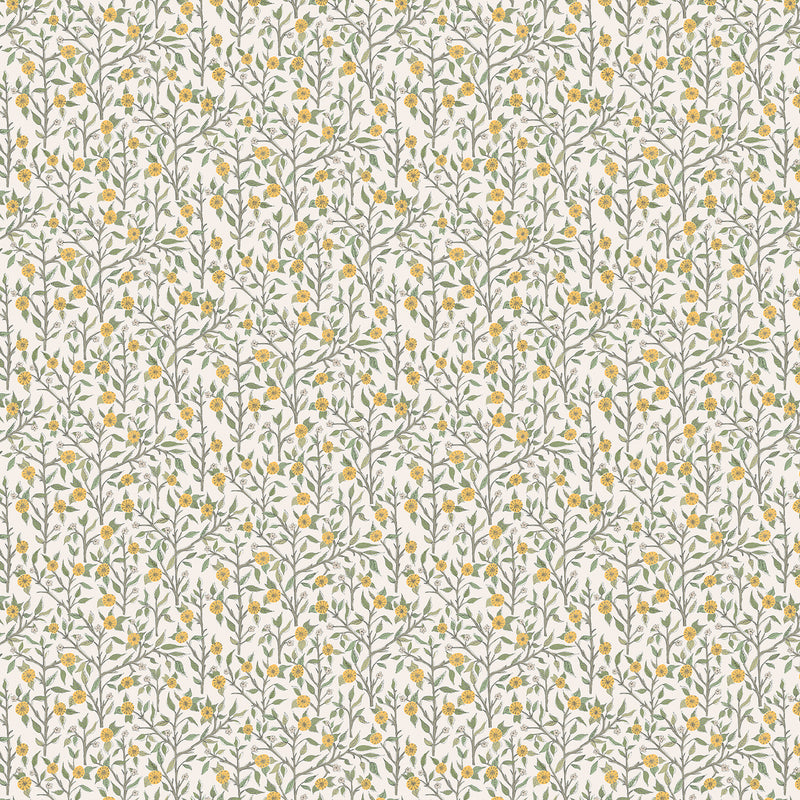 Floral Yellow Fabric - Yamuna Printed Cotton Fabric (By The Metre) Marigold Voyage Maison