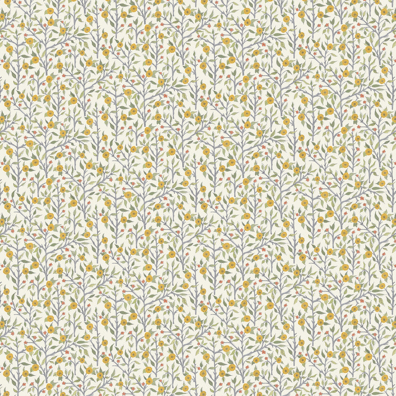 Floral Yellow Fabric - Yamuna Printed Cotton Fabric (By The Metre) Sunflower Voyage Maison