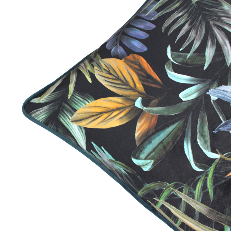 Evans Lichfield Zinara Leaves Rectangular Cushion Cover in Black