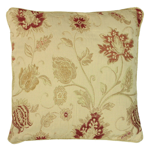 Floral Cream Cushions - Zurich Floral Jacquard Cushion Cover Champagne Paoletti