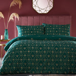 Bee Deco Geometric Duvet Cover Set Emerald