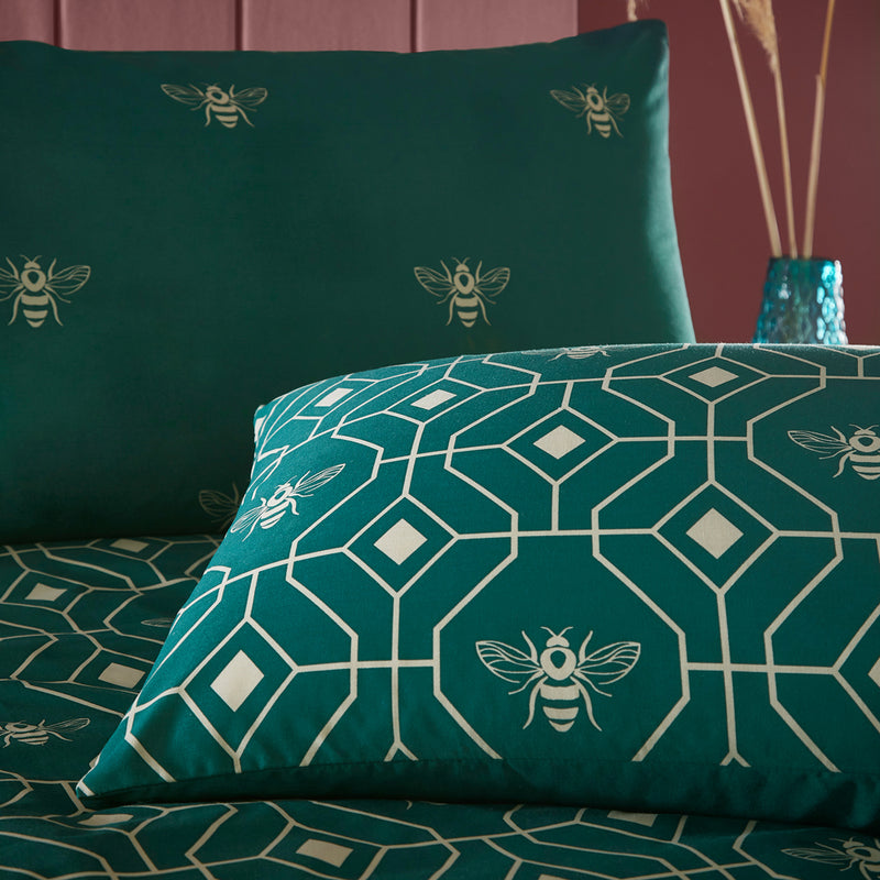 Bee Deco Geometric Duvet Cover Set Emerald