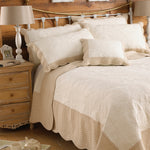 Fayence Scalloped Bedspread Ivy/Taupe