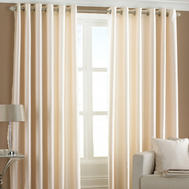 Fiji Faux Silk Eyelet Curtains Cream