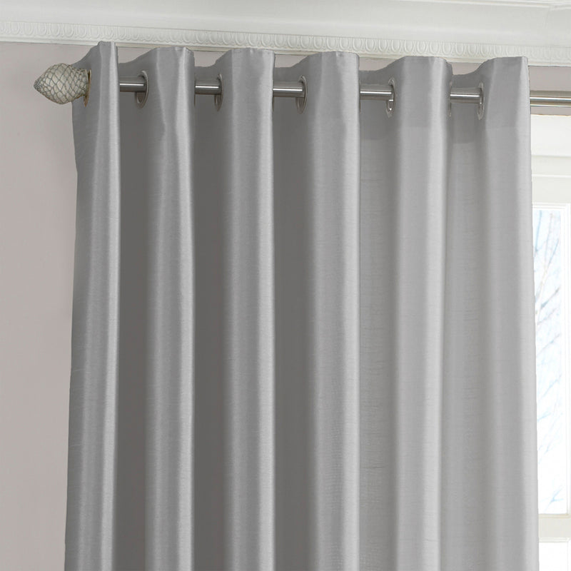 Fiji Faux Silk Eyelet Curtains Steel