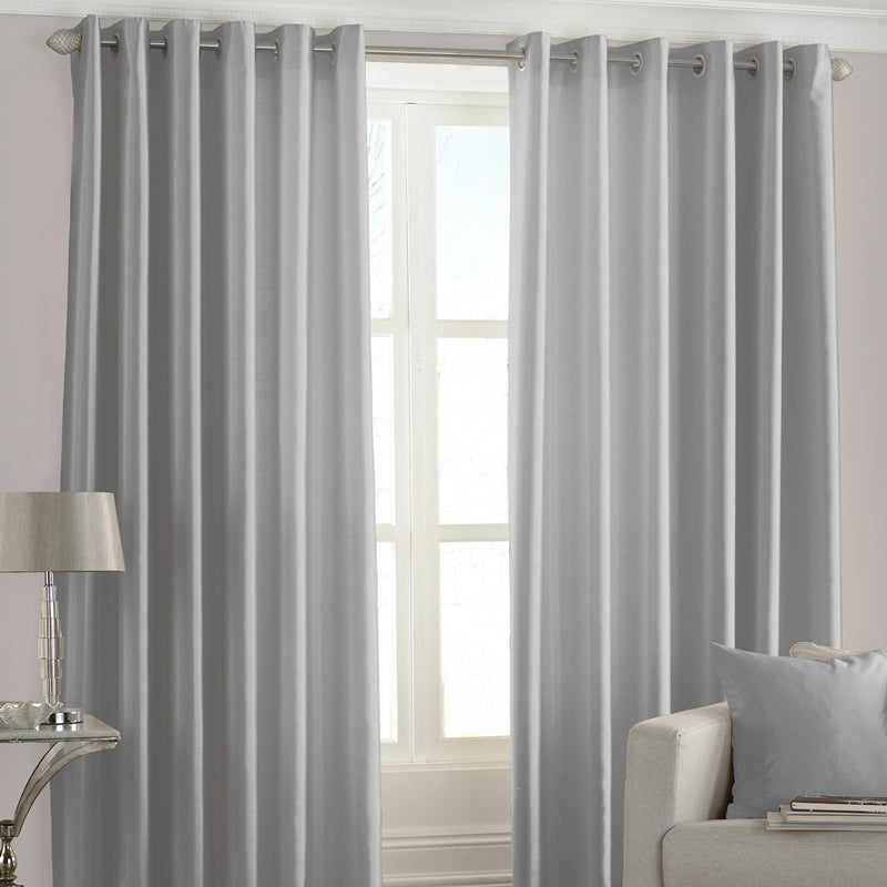 Fiji Faux Silk Eyelet Curtains Steel