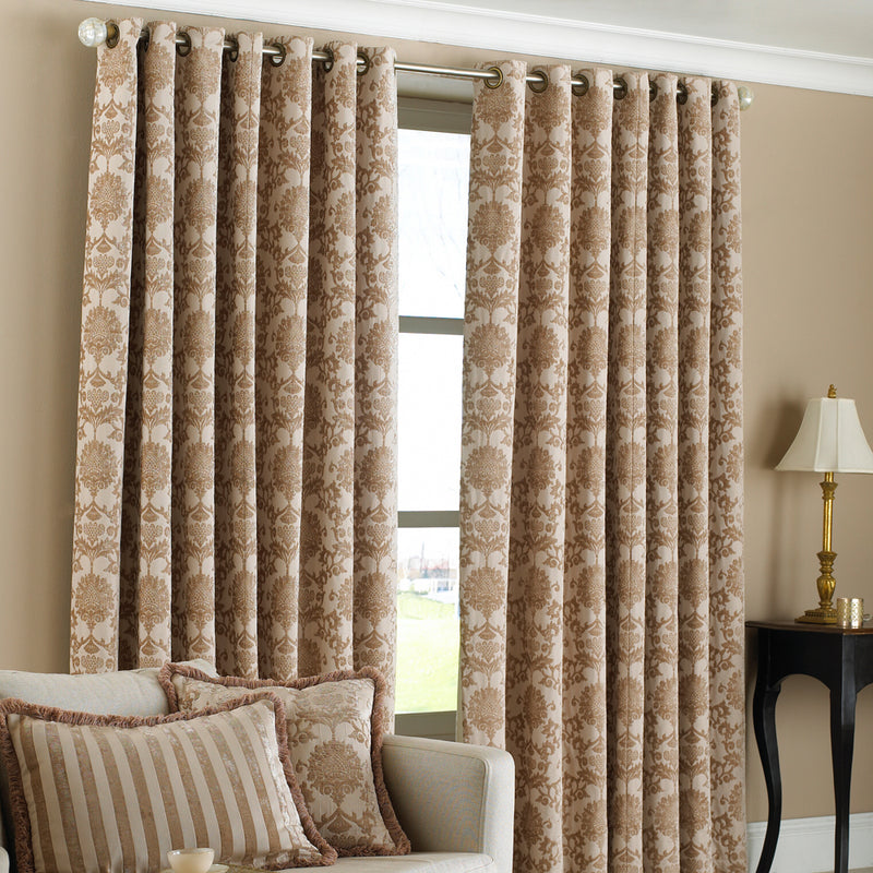 Hanover Jacquard Eyelet Curtains Beige