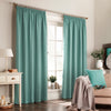 Harrison Herringbone Weave Pencil Pleat Curtains Marine Blue