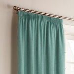 Harrison Herringbone Weave Pencil Pleat Curtains Marine Blue