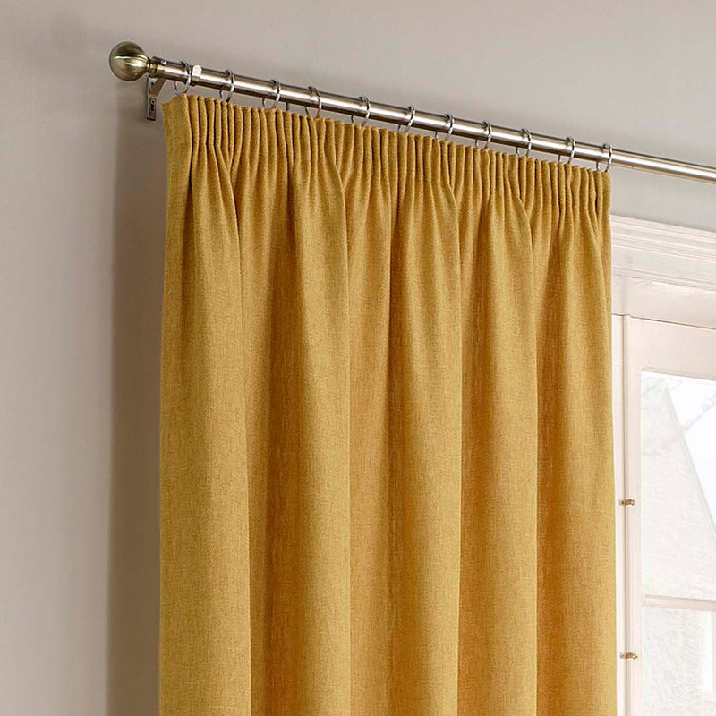 Harrison Herringbone Weave Pencil Pleat Curtains Ochre