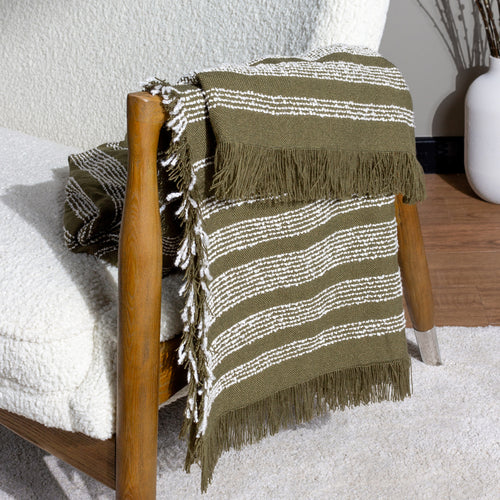 HÖEM Jour Woven Fringed Throw in Olive