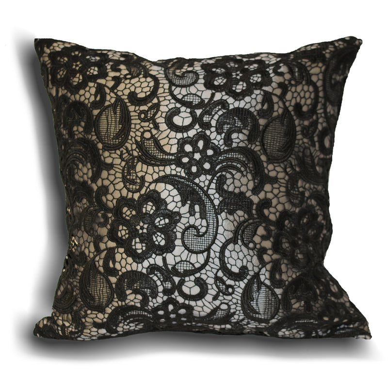 Macrame Lace Cushion Silver