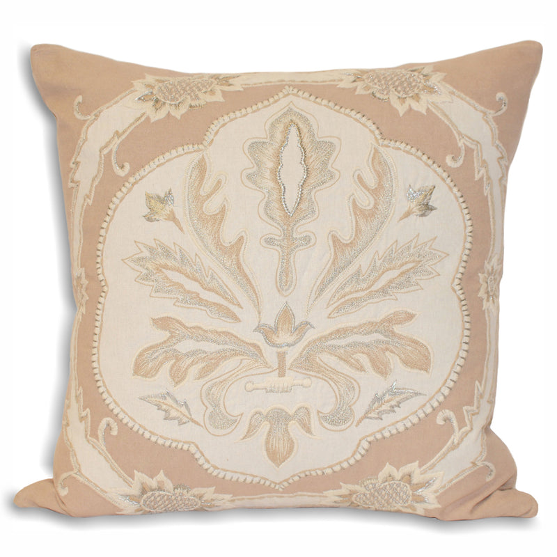 Margaux Embroidered Cushion Taupe