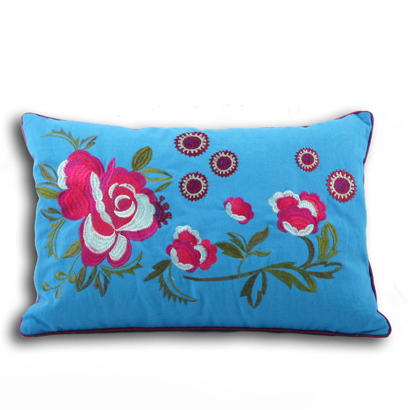 Martinique Floral Cushion Kingfisher/Magenta