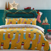 Meowy Christmas Festive Duvet Cover Set Ochre