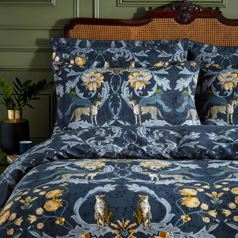 Nouvilla Cheetah Floral Duvet Cover Set Blue