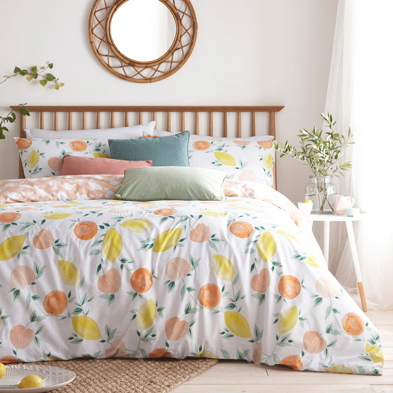 Pommie Citrus Fruit Duvet Cover Set White