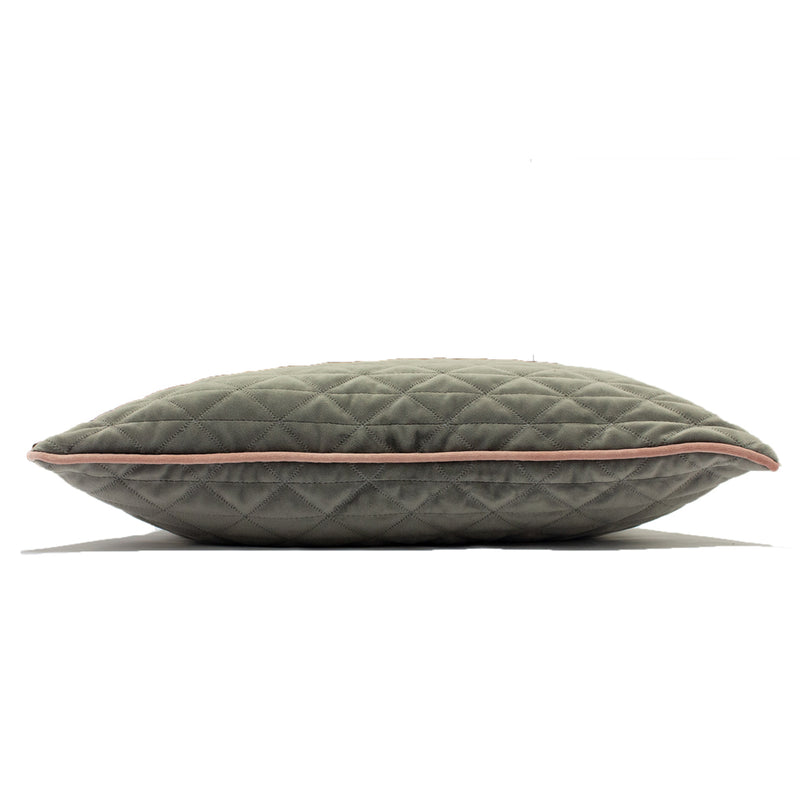 Quartz Quilted Cushion Charcoal Grey/Blush Pink